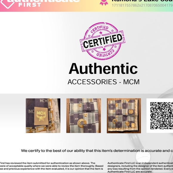 NEW MCM Medallion Cotton scarf handkerchief Blue, gold and brown - Picture 10 of 10